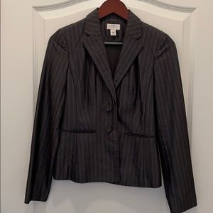 LOFT Women's Black Pinstripe Skirt Suit Jacket